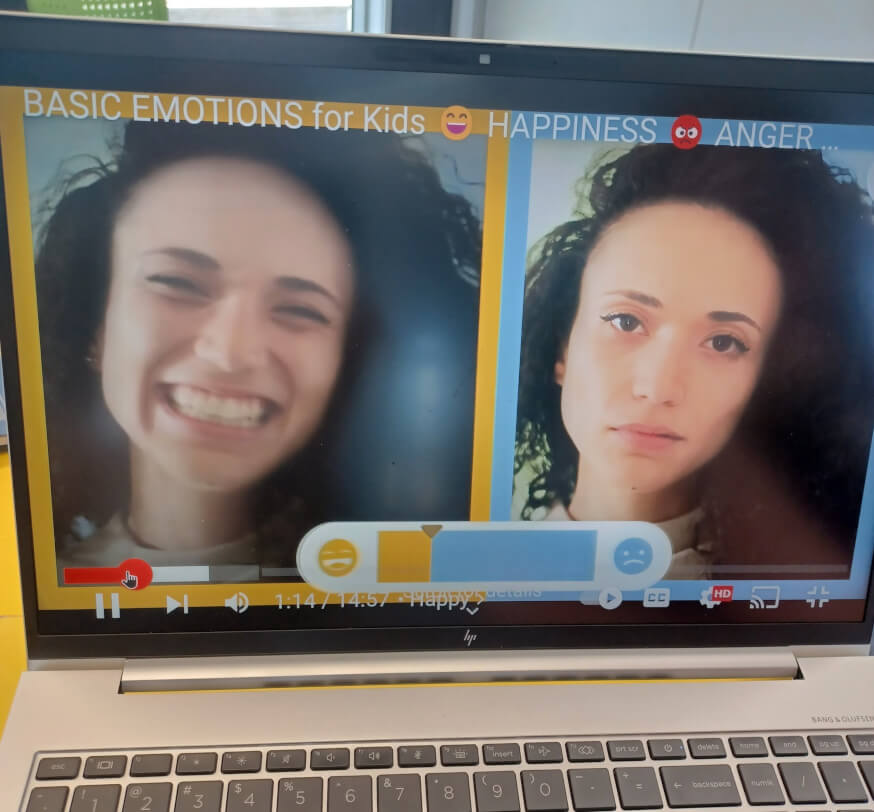 Computer screen picture of a person with two different images